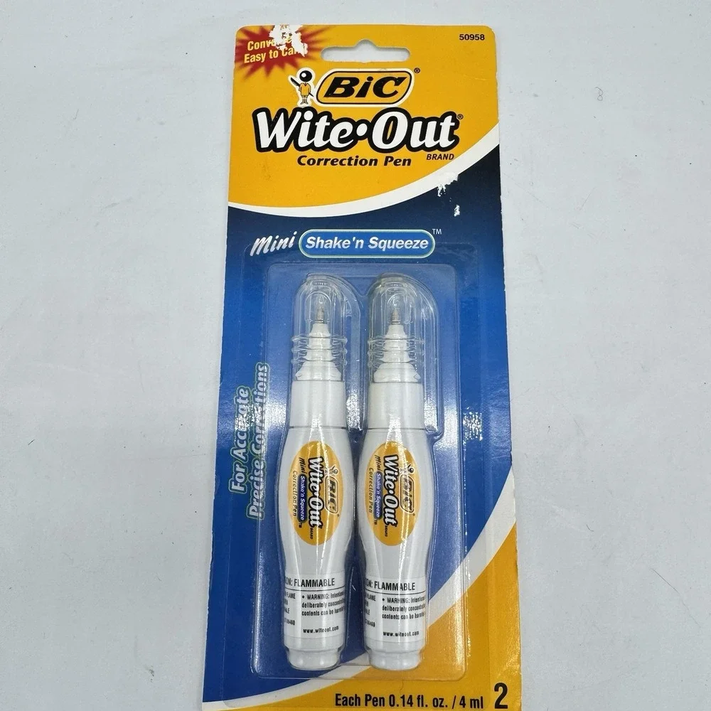Vintage Bic Wite Out Shake N Squeeze Correction Pens 2 Pack New Sealed